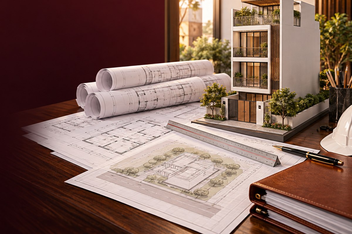 Bộ hồ sơ xin giấy phép xây dựng nhà ở gồm bản vẽ và giấy tờ đất