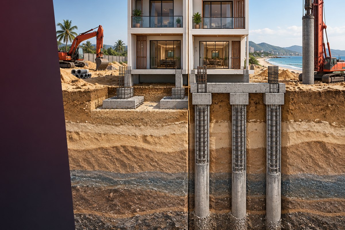 Ép cọc cho nhà ba tầng trên nền cát
