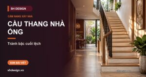 Ảnh minh hoạ bài: Cầu thang nhà ống: chiều cao bậc, chiều rộng vế, chiếu nghỉ và cách tự tính số bậc để không có bậc cuối cao lệch
