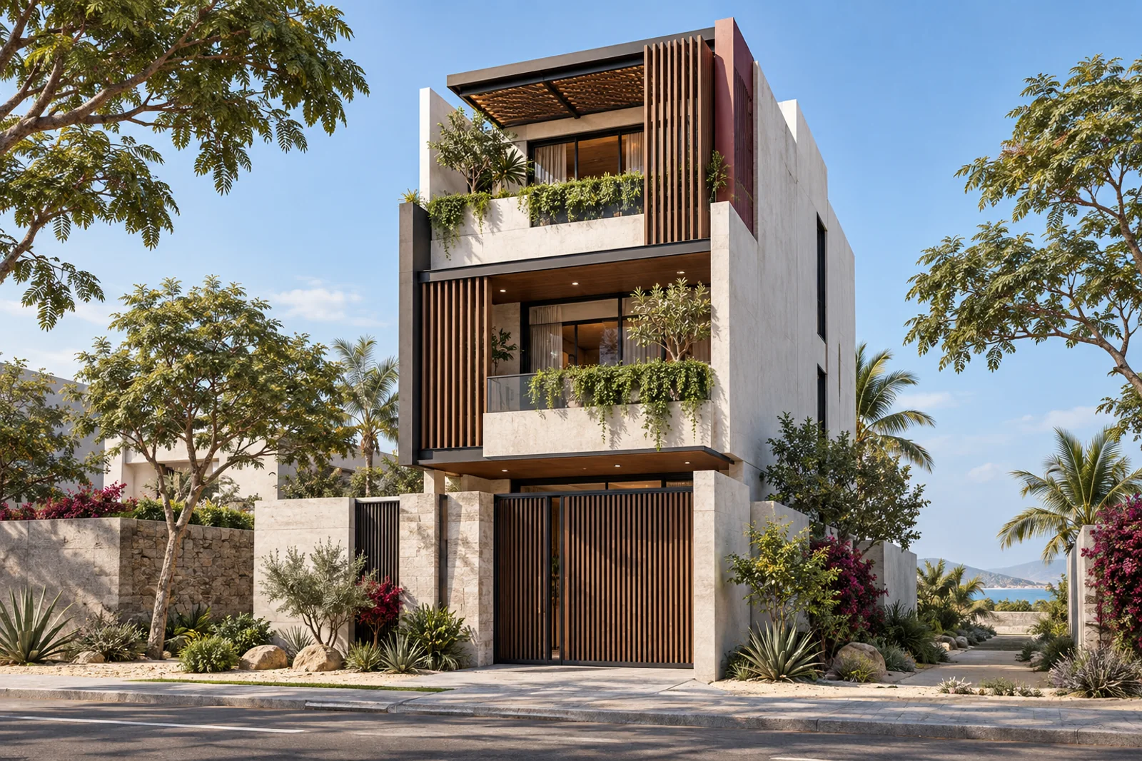 Thiết kế 3D nhà phố thích ứng nắng nóng và khí hậu ven biển Phan Rang